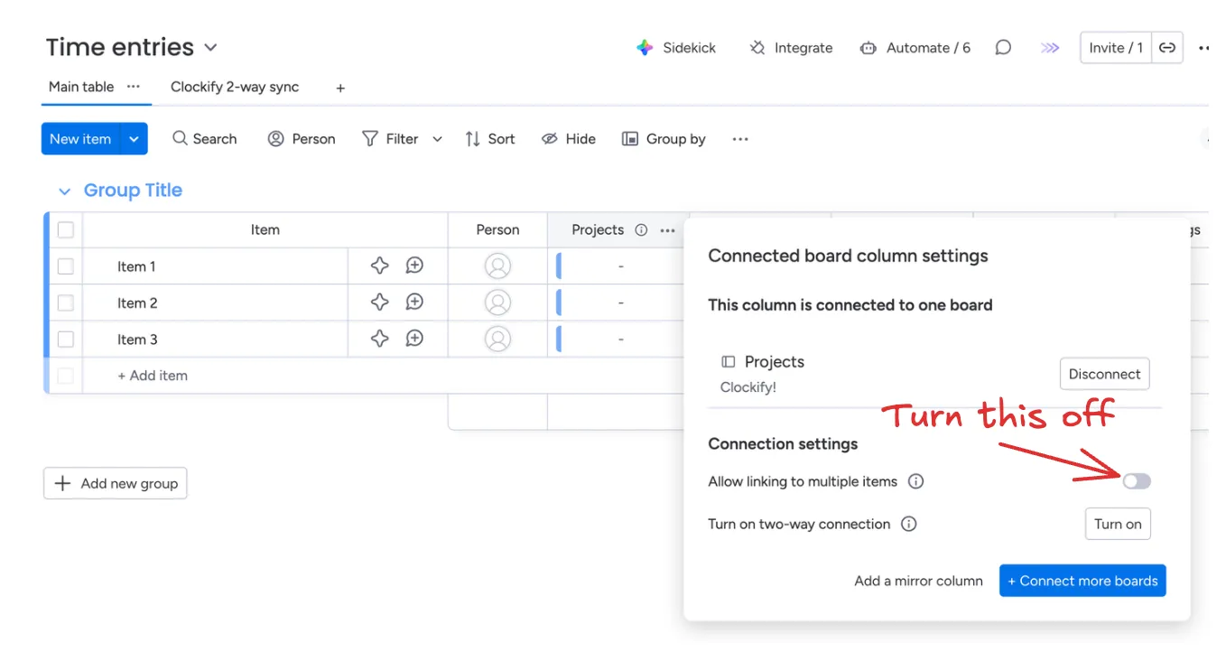 Connected boards relation