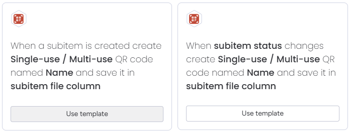 Creating QR code in subitems