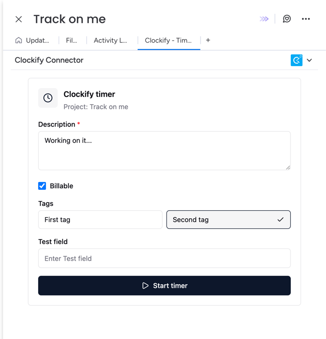 Timer form